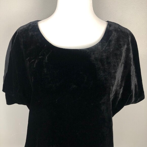 Ann Taylor Loft Womens Black Velour Blouse Short Sleeve Sz Small Holiday Party - Picture 2 of 7